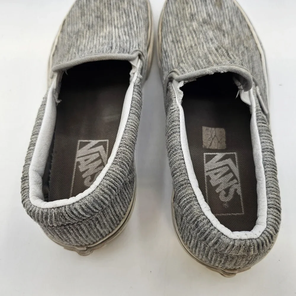 Vans Classic Slip-On Shoes Mens Size 5‎ Gray Corduroy Low Top Skate Sneakers